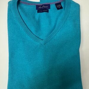 Alan Flusser Teal V-Neck Sweater